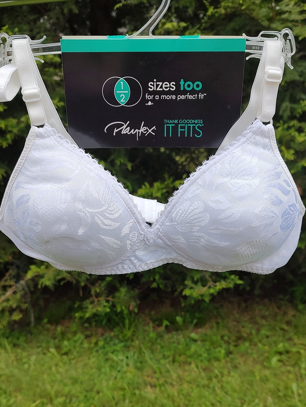 VintagePlaytex It Fits! 34B White Floral Lace Bra Comfort Lingerie New Rare